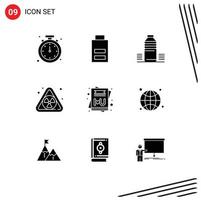 Pack of 9 creative Solid Glyphs of card pollution user nuclear cold Editable Vector Design Elements