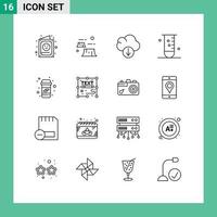 User Interface Pack of 16 Basic Outlines of science lab destruction glassware download Editable Vector Design Elements