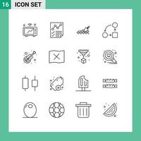 Outline Pack of 16 Universal Symbols of strategy office page diagram building Editable Vector Design Elements