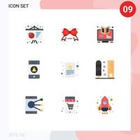 Pictogram Set of 9 Simple Flat Colors of bill warning e signaling course Editable Vector Design Elements