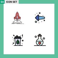 Set of 4 Modern UI Icons Symbols Signs for launch cup startup back hot Editable Vector Design Elements