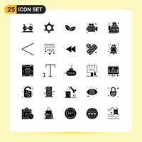 25 Thematic Vector Solid Glyphs and Editable Symbols of fax connection growth video camera Editable Vector Design Elements