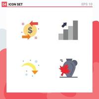 Modern Set of 4 Flat Icons Pictograph of back refresh investment chart right arrow Editable Vector Design Elements