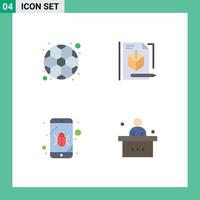 User Interface Pack of 4 Basic Flat Icons of ball mobile game pencil spy Editable Vector Design Elements