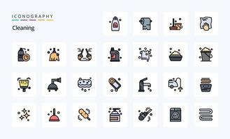 25 Cleaning Line Filled Style icon pack vector