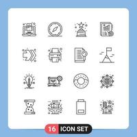 16 Universal Outlines Set for Web and Mobile Applications fast forward design navigation report analytics Editable Vector Design Elements