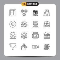 Pictogram Set of 16 Simple Outlines of transform flip pen symbols ancient Editable Vector Design Elements