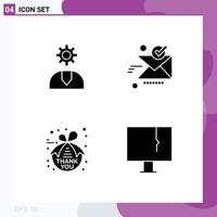 Modern Set of 4 Solid Glyphs and symbols such as call good service send thank Editable Vector Design Elements