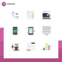 User Interface Pack of 9 Basic Flat Colors of align smart phone transport phone mobile Editable Vector Design Elements