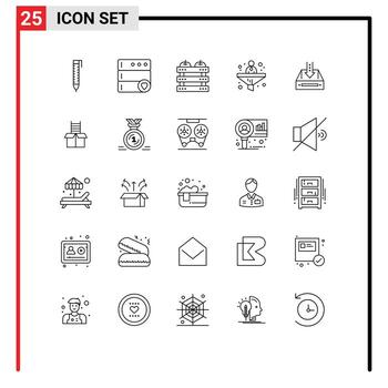 25 User Interface Line Pack of modern Signs and Symbols of cabinet inbox dinner financial conversion Editable Vector Design Elements