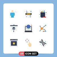 Universal Icon Symbols Group of 9 Modern Flat Colors of school education army chart pot Editable Vector Design Elements