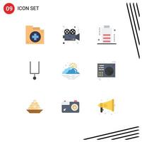 Set of 9 Modern UI Icons Symbols Signs for day tuning fork film music devices Editable Vector Design Elements