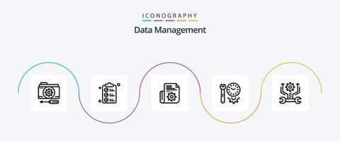 Data Management Line 5 Icon Pack Including clock . tools. document . setting . document vector