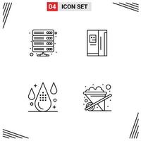 Universal Icon Symbols Group of 4 Modern Filledline Flat Colors of data coding storage refregerator design Editable Vector Design Elements