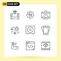 9 Creative Icons Modern Signs and Symbols of devices party badge stare select Editable Vector Design Elements