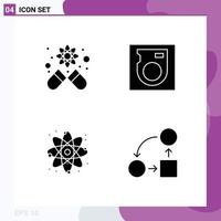 Modern Set of 4 Solid Glyphs and symbols such as capsule lab disk atom office Editable Vector Design Elements