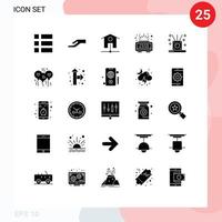 Universal Icon Symbols Group of 25 Modern Solid Glyphs of sticks relaxing smart house incense new year Editable Vector Design Elements