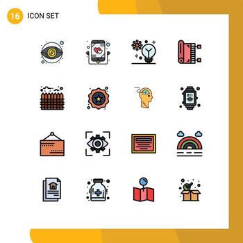 móvil interfaz plano color lleno línea conjunto de dieciséis pictogramas de Ramadán musulmán artificial inteligencia estera máquina aprendizaje editable creativo vector diseño elementos