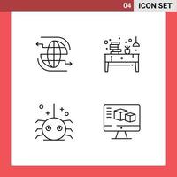 Pack of 4 creative Filledline Flat Colors of connect paper communication desk halloween Editable Vector Design Elements