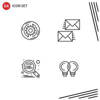 Modern Set of 4 Filledline Flat Colors Pictograph of solution envelope finance contact optimization Editable Vector Design Elements