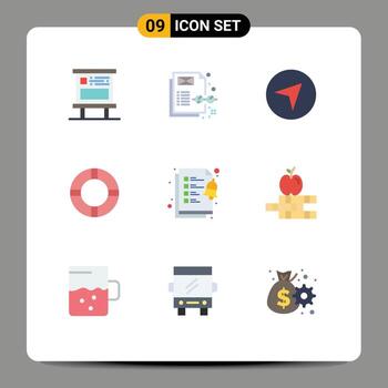 9 Flat Color concept for Websites Mobile and Apps apple clipboard direction checklist life Editable Vector Design Elements