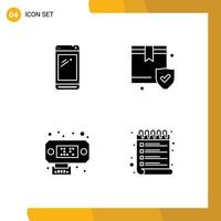 Pictogram Set of 4 Simple Solid Glyphs of phone connection huawei protection interfaces Editable Vector Design Elements