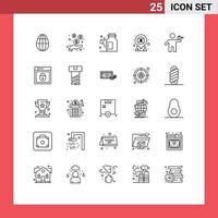 Set of 25 Modern UI Icons Symbols Signs for gunman india health flag location Editable Vector Design Elements