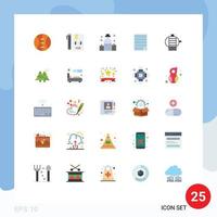 Set of 25 Modern UI Icons Symbols Signs for engine report massage paper homework Editable Vector Design Elements