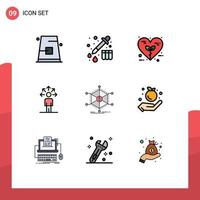 Universal Icon Symbols Group of 9 Modern Filledline Flat Colors of data connection bio abilities nature Editable Vector Design Elements