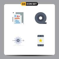 4 User Interface Flat Icon Pack of modern Signs and Symbols of test gear knowledge progress award Editable Vector Design Elements