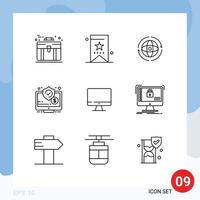 Universal Icon Symbols Group of 9 Modern Outlines of screen monitor ui money attom Editable Vector Design Elements