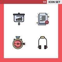 Modern Set of 4 Filledline Flat Colors Pictograph of chart reject information employee management Editable Vector Design Elements