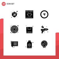 Mobile Interface Solid Glyph Set of 9 Pictograms of delivery nadir shop earth pointer Editable Vector Design Elements