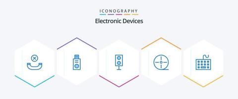 dispositivos 25 azul icono paquete incluso equipo. computadora. productos tecnología. película vector