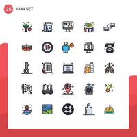 Stock Vector Icon Pack of 25 Line Signs and Symbols for link computer job teamwork interview Editable Vector Design Elements