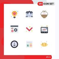 Universal Icon Symbols Group of 9 Modern Flat Colors of down programming cart development coding Editable Vector Design Elements