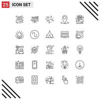 Universal Icon Symbols Group of 25 Modern Lines of help contact market location left Editable Vector Design Elements