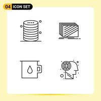 Set of 4 Modern UI Icons Symbols Signs for cloud textures server layer chamber Editable Vector Design Elements