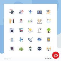 Pictogram Set of 25 Simple Flat Colors of mind virus a laptop bug Editable Vector Design Elements