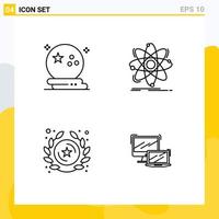 Universal Icon Symbols Group of 4 Modern Filledline Flat Colors of bat nuclear night science insignia Editable Vector Design Elements