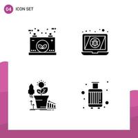 Pack of 4 Modern Solid Glyphs Signs and Symbols for Web Print Media such as battery finance power device growth Editable Vector Design Elements