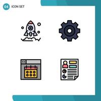Stock Vector Icon Pack of 4 Line Signs and Symbols for business date create web data Editable Vector Design Elements