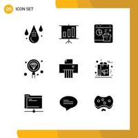 Modern Set of 9 Solid Glyphs and symbols such as search development browser develop se Editable Vector Design Elements