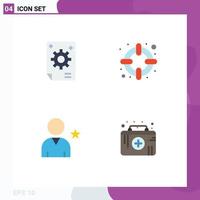 Group of 4 Modern Flat Icons Set for business friend creative lifesaver user Editable Vector Design Elements