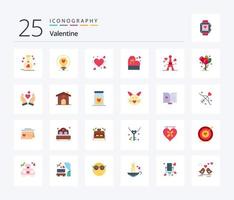 Valentine 25 Flat Color icon pack including love. love. bulb. day. valentine vector
