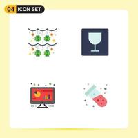 Set of 4 Commercial Flat Icons pack for culture computer saint patrick photo pc Editable Vector Design Elements