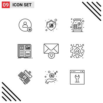 9 Universal Outlines Set for Web and Mobile Applications layout grid store design venture Editable Vector Design Elements