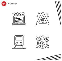 Universal Icon Symbols Group of 4 Modern Filledline Flat Colors of install train computer accidents travel Editable Vector Design Elements