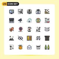 Universal Icon Symbols Group of 25 Modern Filled line Flat Colors of investment finance coding gear mail Editable Vector Design Elements