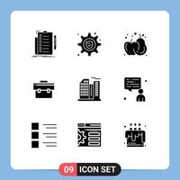 9 Creative Icons Modern Signs and Symbols of real building agriculture portfolio briefcase Editable Vector Design Elements